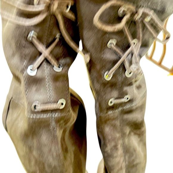 Vince Camuto Taupe Over the Knee Boots side zip back tie round toe size 10 - Picture 6 of 9